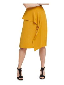 ディーケーエヌワイ DKNY Womens Gold Ruffled Below The Knee Wear To Work A-Line Skirt 0 レディース