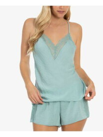 LINEA DONATELLA Womens Turquoise Elastic Band Top and Shorts Satin Pajamas XL レディース