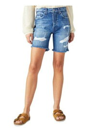 ラッキー LUCKY BRAND Womens Blue Pocketed Zippered Distressed High Waist Shorts 427 レディース