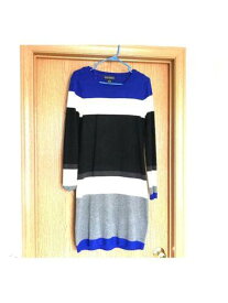 Adrianna Papell JESSICA HOWARD Womens Black Striped Long Sleeve Jewel Neck Dress Size: XL レディース