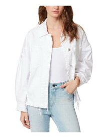 FRAYED JEANS Womens White Pocketed Point Collar Button Closure Denim Jacket M レディース