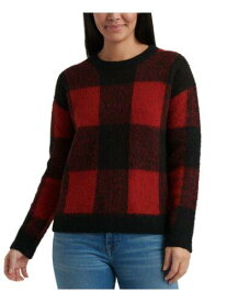 ラッキー LUCKY BRAND Womens Red Plaid Long Sleeve Jewel Neck Top Size: XSTP レディース