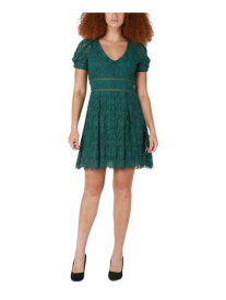BLACK TAPE Womens Green Lined Short Sleeve Above The Knee Fit + Flare Dress M レディース