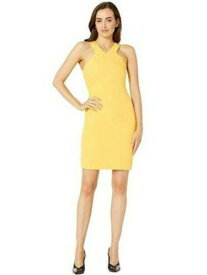 LAUNDRY Womens Yellow Solid Sleeveless Above The Knee Body Con Dress Size: 2 レディース