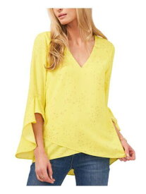 ヴィンス VINCE CAMUTO Womens Yellow Crossover Front Asymmetrical Flutter Sleeve Top XS レディース