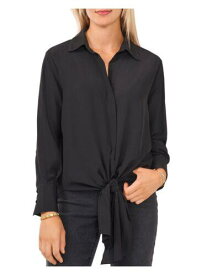 ヴィンス VINCE CAMUTO Womens Black Cuffed Sleeve Point Collar Button Up Top S レディース