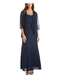 Adrianna Papell R&M RICHARDS Womens Navy Lined Sleeveless Full-Length Evening Gown Dress 8 レディース