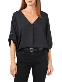 ヴィンス VINCE CAMUTO Womens Black Roll Tab Pullover Vented Hem Dolman Sleeve Blouse XXS レディース