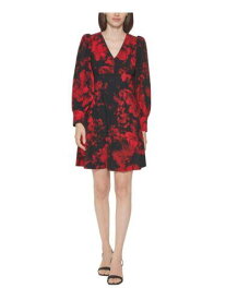 カルバンクライン CALVIN KLEIN Womens Red Button Cuffs Unlined Sleeve Dress 4 レディース