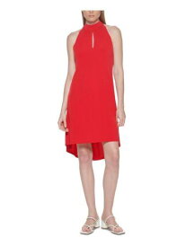 カルバンクライン CALVIN KLEIN Womens Red Tie Sleeveless Below The Knee Evening Hi-Lo Dress 2 レディース