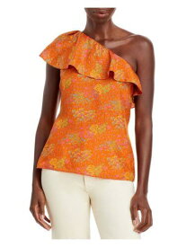 レベッカテイラー REBECCA TAYLOR Womens Orange Zippered Flutter Sleeve Asymmetrical Neckline Top 6 レディース
