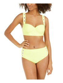 ディーケーエヌワイ DKNY Women's Yellow Stretch Fixed Cups Adjustable Swimsuit Top XS レディース