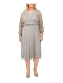 MSK WOMEN Womens Silver Chambray Lined Pullover Long Sleeve Dress Plus 1X レディース