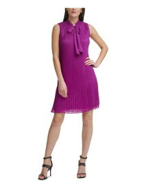 ディーケーエヌワイ DKNY Womens Purple Unlined Sleeveless Tie Neck Short Evening Shift Dress 12 レディース