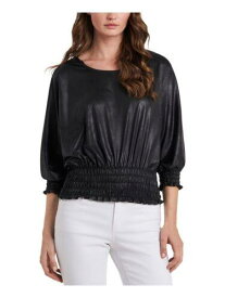 ヴィンス VINCE CAMUTO Womens Black Textured Lined 3/4 Sleeve Scoop Neck Blouse XXS レディース