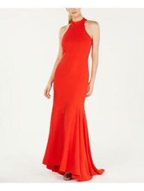 カルバンクライン CALVIN KLEIN Womens Red Sleeveless Halter Full-Length Formal Sheath Dress 6 レディース
