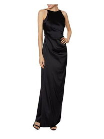 LAUNDRY Womens Black Satin Sleeveless Halter Full-Length Evening Gown Dress 4 レディース