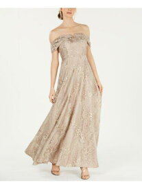 カルバンクライン CALVIN KLEIN Womens Beige Floral Cap Sleeve Maxi Formal Dress Size: 2 レディース