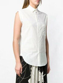 Y's Womens White Scoop Hem Sleeveless Collared Button Up Top Size: 3 レディース