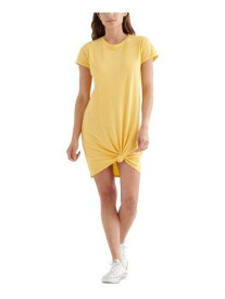 ラッキー LUCKY BRAND Womens Yellow Short Sleeve Crew Neck Above The Knee T-Shirt Dress M レディース
