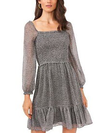 MSK Womens Gray Long Sleeve Above The Knee Party Fit + Flare Dress Petites PXL レディース