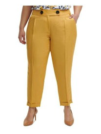 カルバンクライン CALVIN KLEIN Womens Yellow Zippered Creased Wear To Work Cuffed Pants Plus 20W レディース