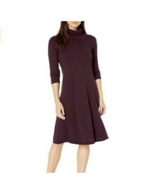 ナインウエスト NINE WEST Womens Purple Knit 3/4 Sleeve Knee Length Party Fit + Flare Dress S レディース