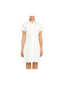 セオリー THEORY Womens White Fitted Button Front Short Sleeve Short Shirt Dress 10 レディース