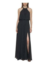 カルバンクライン CALVIN KLEIN Womens Black Thigh High Slit Sleeveless Formal Gown Dress 6 レディース