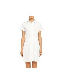 セオリー THEORY Womens White Fitted Button Front Short Sleeve Short Shirt Dress 8 レディース
