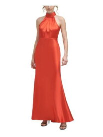 カルバンクライン CALVIN KLEIN Womens Red Satin Sleeveless Full-Length Formal Gown Dress 16 レディース