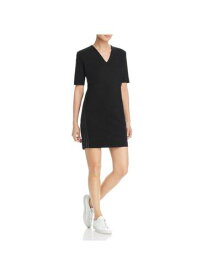 エスカーダ ESCADA Womens Black Stretch Ponte Short Sleeve V Neck Mini Sheath Dress 40 レディース