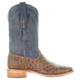Corral Boots Ostrich Embroidered Square Toe Cowboy Mens Blue Brown Casual Boot メンズ