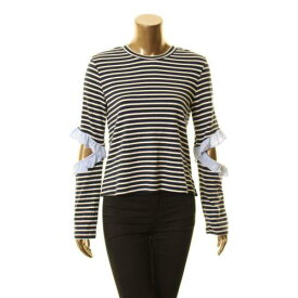 English Factory ENGLISH FACTORY Women's Ruffled Elbow Cut-out Stripe Knit Shirt Top TEDO レディース