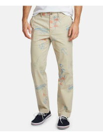 ノーティカ NAUTICA Mens Beige Flat Front Stretch Printed Cotton Blend Pants 38W/ 30L メンズ