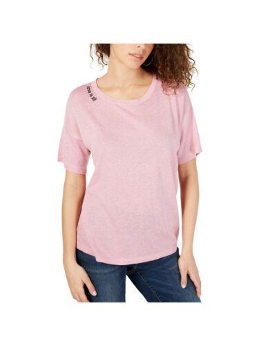 INC Womens Pink Metallic Glitter Short Sleeve Crew Neck Sweater S レディース：サンガ