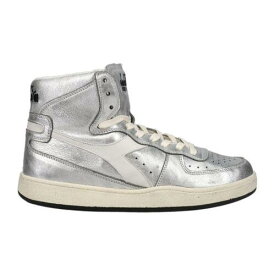 ディアドラ Diadora Mi Basket Metal Used High Top Mens Silver Sneakers Casual Shoes 178539- メンズ