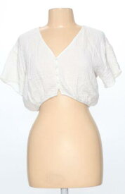 Forever21 Womens White Button-up Shirt Size L (SW-7094543) レディース
