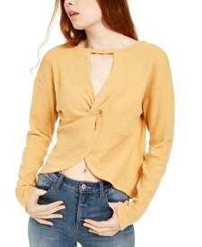 Almost Famous フェイマス Crave Fame Junior's Cozy Twist Back Ribbed Top Yellow Size X-Small レディース