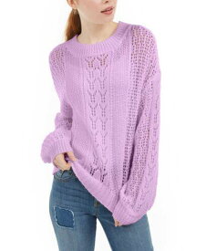 No Comment Juniors' Striped Balloon-Sleeve Sweater Purple Size Small レディース