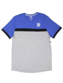 ポニー PONY Mens Blue Color Block Short Sleeve Classic Fit Stretch T-Shirt M メンズ