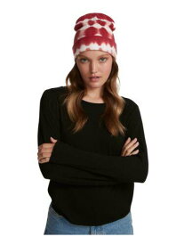 メデン STEVE MADDEN Womens Dark Wine Tie-Dyed Knit Brim Logo Hardware Beanie Hat Cap レディース