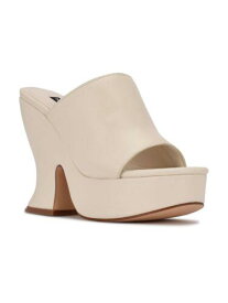 ナインウエスト NINE WEST Womens Ivory 1.5 Platform Flower Open Flare Slip On Heeled Sandal 6 M レディース