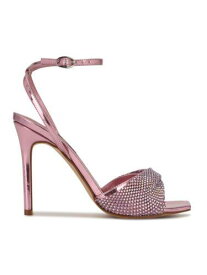 ナインウエスト NINE WEST Womens Pink Textured Twinkle Square Toe Stiletto Sandals Shoes 5 M レディース