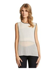 KIIND OF Womens Ivory Sleeveless Jewel Neck Top Size: L レディース