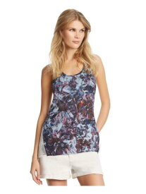 KIIND OF Womens Blue Printed Sleeveless Jewel Neck Hi-Lo Top Size: S レディース