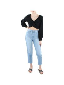 フェイマス ALMOST FAMOUS Womens Black Twist Front Long Sleeve Crop Top Sweater Juniors S レディース