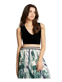 KIIND OF Womens Black Zippered Racerback Sleeveless V Neck Crop Top M レディース