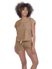 HONEYDEW Womens Just Chillin Brown Elastic T-Shirt Top and Shorts Pajamas XL レディース