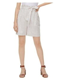 カルバンクライン CALVIN KLEIN Womens Beige Pocketed Belted Striped Shorts 2 レディース